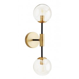 Art-Deco-Wandleuchte aus Messing und Metall, Madam Stoltz, bernsteinfarben