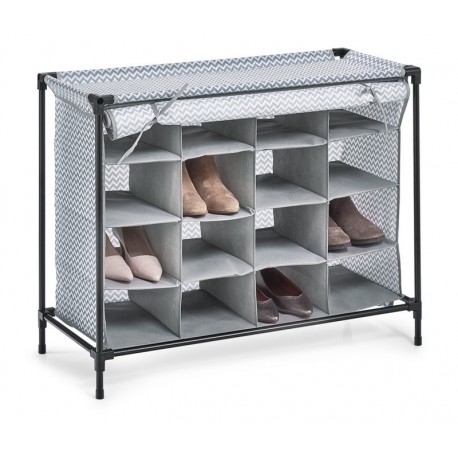 range chaussures a poser en tissu motif gris 16 paires zeller 14635