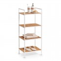 etagere colonne salle de bains metal blanc bois bambou zeller 18720