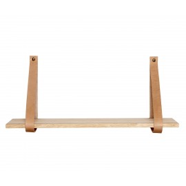 Etagere murale bois sangle en cuir Hubsch