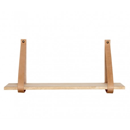 Etagere murale bois sangle en cuir Hubsch