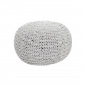 Pouf rond tresse coton gris blanc Hubsch