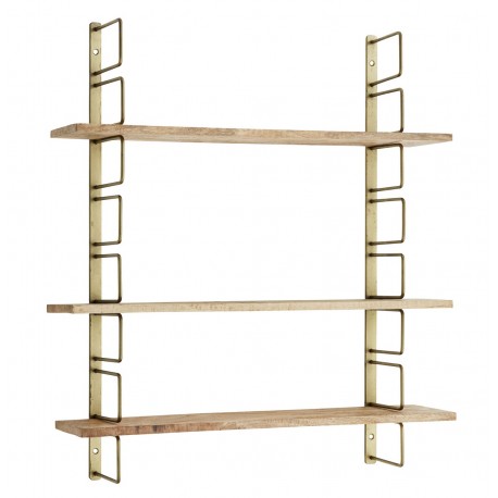 Etagère murale modulable laiton antique bois manguier Madam Stoltz