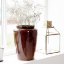 Vase pot en gres emaille marron House Doctor Cone