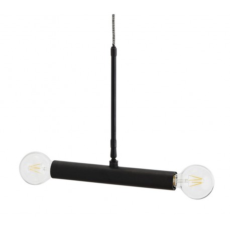 Suspension barre métal noir 2 ampoules Madam Stoltz