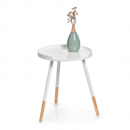 petite table basse ronde bois blanc zeller