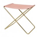 Tabouret pliable toile rose métal laiton Broste Copenhagen Nola