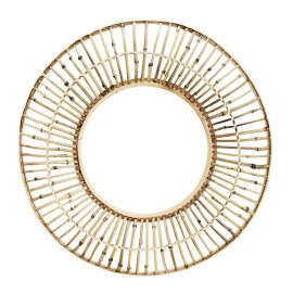 Miroir mural rond soleil bois bambou Madam Stoltz