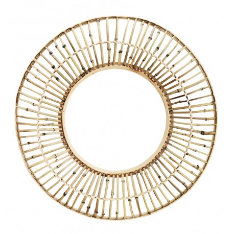 Miroir mural rond soleil bois bambou Madam Stoltz