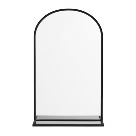 nordal miroir mural ovale metal noir avec etagere 19990