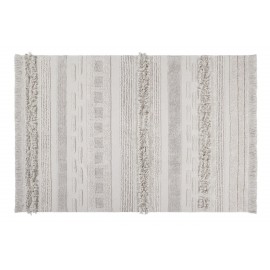 Tapis coton blanc écru franges Lorena Canals Air 140 x 200 cm
