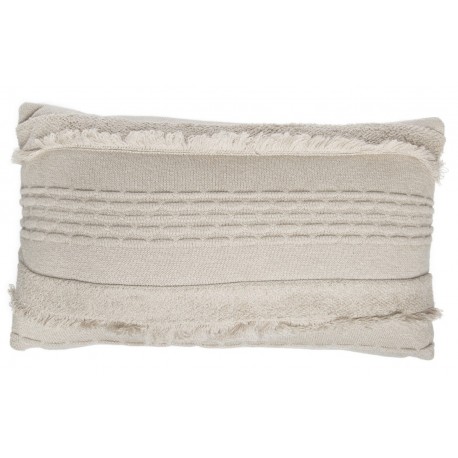 Coussin coton beige franges lorena canals 30 x 50 cm