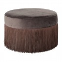 bloomingville grandma pouf velours rond marron avec franges 50218604