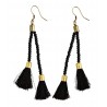 madam stoltz boucles d oreilles noires pompons et perles