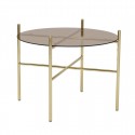 Table basse ronde verre fumé marron métal doré Bloomingville Lucca