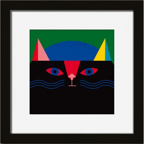 miho what petit tableau chat graphique cadre noir prints-461n