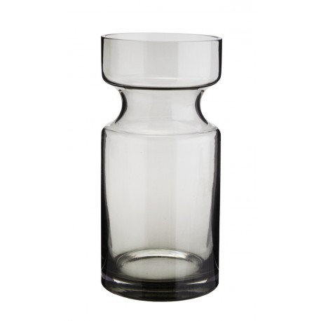 madam stoltz vase style retro verre fume gris