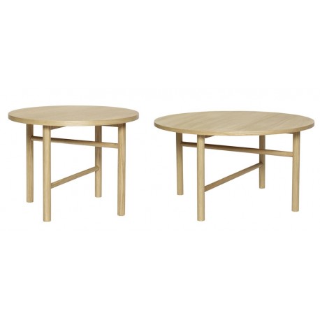 Set de 2 tables basses rondes scandinaves bois clair Hübsch