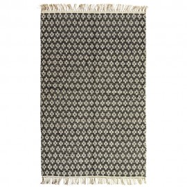 madam stoltz tapis tisse style retro chic noir coton jute 120 x 180 cm