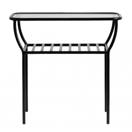 nordal table basse d appoint metal noir verre tablette