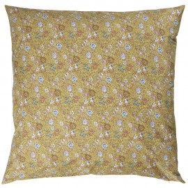 ib laursen housse de coussin coton fleurie jaune 60 x 60 cm
