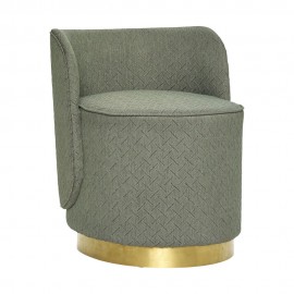 Pouf avec dossier chic tissu vert base laiton Hübsch