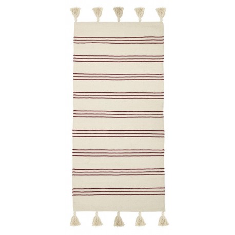 bloomingville tapis descente de lit raye coton blanc rouge 32708242