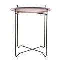 hk living table basse d appoint plateau rond amovible noyer mta2822