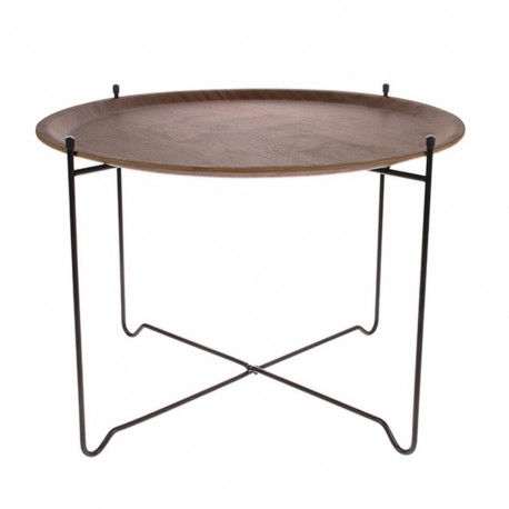 hk living table d appoint ronde plateau amovible bois metal mta2821