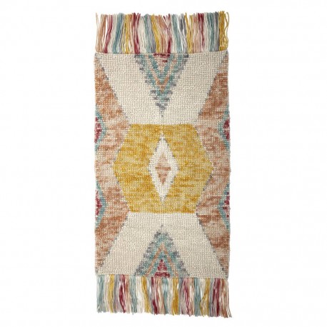 Tapis en laine franges couleurs pastel bloomingville