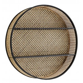 madam stoltz etagere murale ronde rotin osier effet broderie 18Y5164