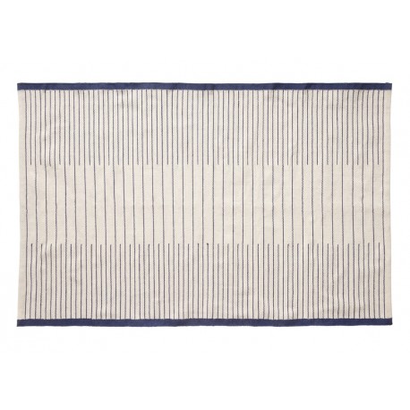 hubsch tapis design coton blanc bleu 700902