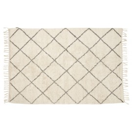 Tapis geometrique blanc gris hubsch 120 x 180 cm