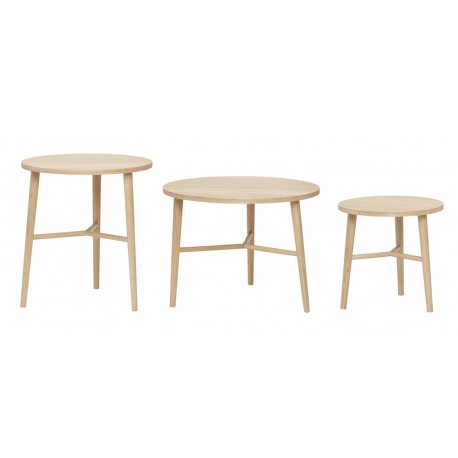 hubsch set de 3 tables basses rondes scandinaves bois clair 880522