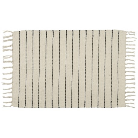 petit tapis raye ecru noir coton ib laursen 60 x 90 cm