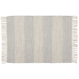 petit tapis raye coton ecru bleu 60 x 90 cm ib laursen