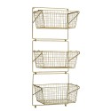 madam stoltz rangement mural etagere 3 panier metal filaire laiton