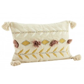 madam stoltz coussin rectangulaire brode franges rose pastel