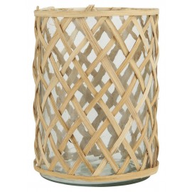 photophore verre transparent et bambou tresse ib laursen