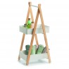 etagere sur pied 2 paniers bambou metal blanc present zeller