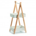 etagere sur pied 2 paniers bambou metal blanc present zeller