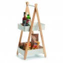 etagere sur pied 2 paniers bambou metal blanc present zeller
