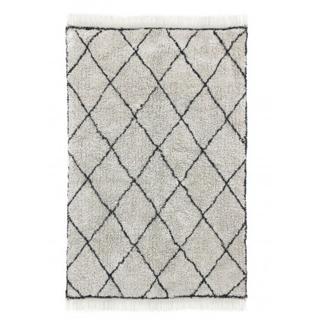 hk living tapis berbere losanges franges blanc noir 120 x 180 cm