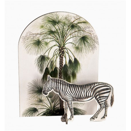 studio roof pop out card decoration sculpture en carton zebre tropical