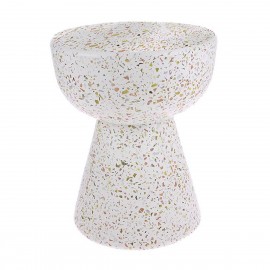 hk living bout de canape rond terrazzo blanc