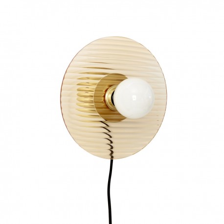 hubsch applique murale style classique chic cercle verre strie ambre