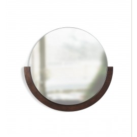 umbra mira miroir mural rond bois noyer fonce style chic