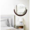 umbra mira miroir mural rond bois noyer fonce style chic