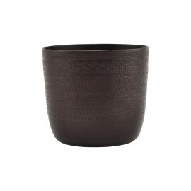 house doctor cappra cache pot aluminium grave brun antique