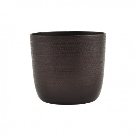 house doctor cappra cache pot aluminium grave brun antique